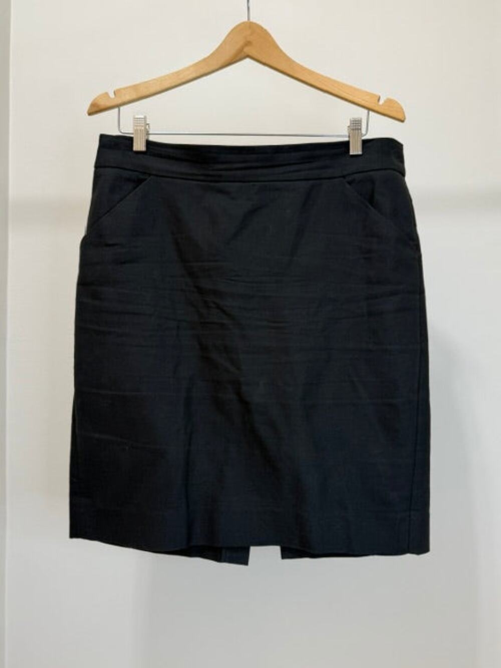 J.Crew “The Pencil Skirt” Black 100% Cotton Sz12